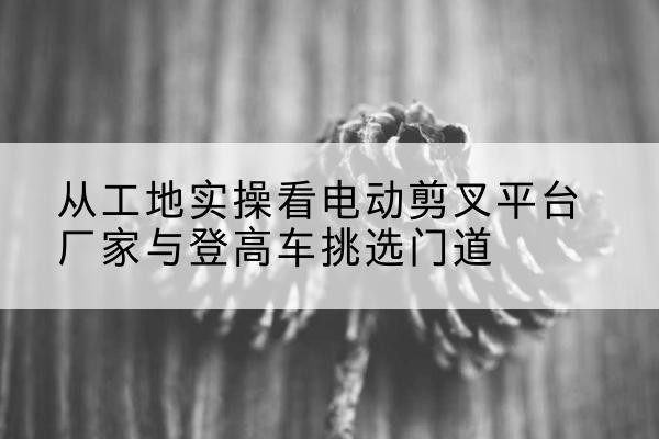 阿拉善右旗电动剪叉升降平台厂家-从工地实操看电动剪叉平台厂家与登高车挑选门道